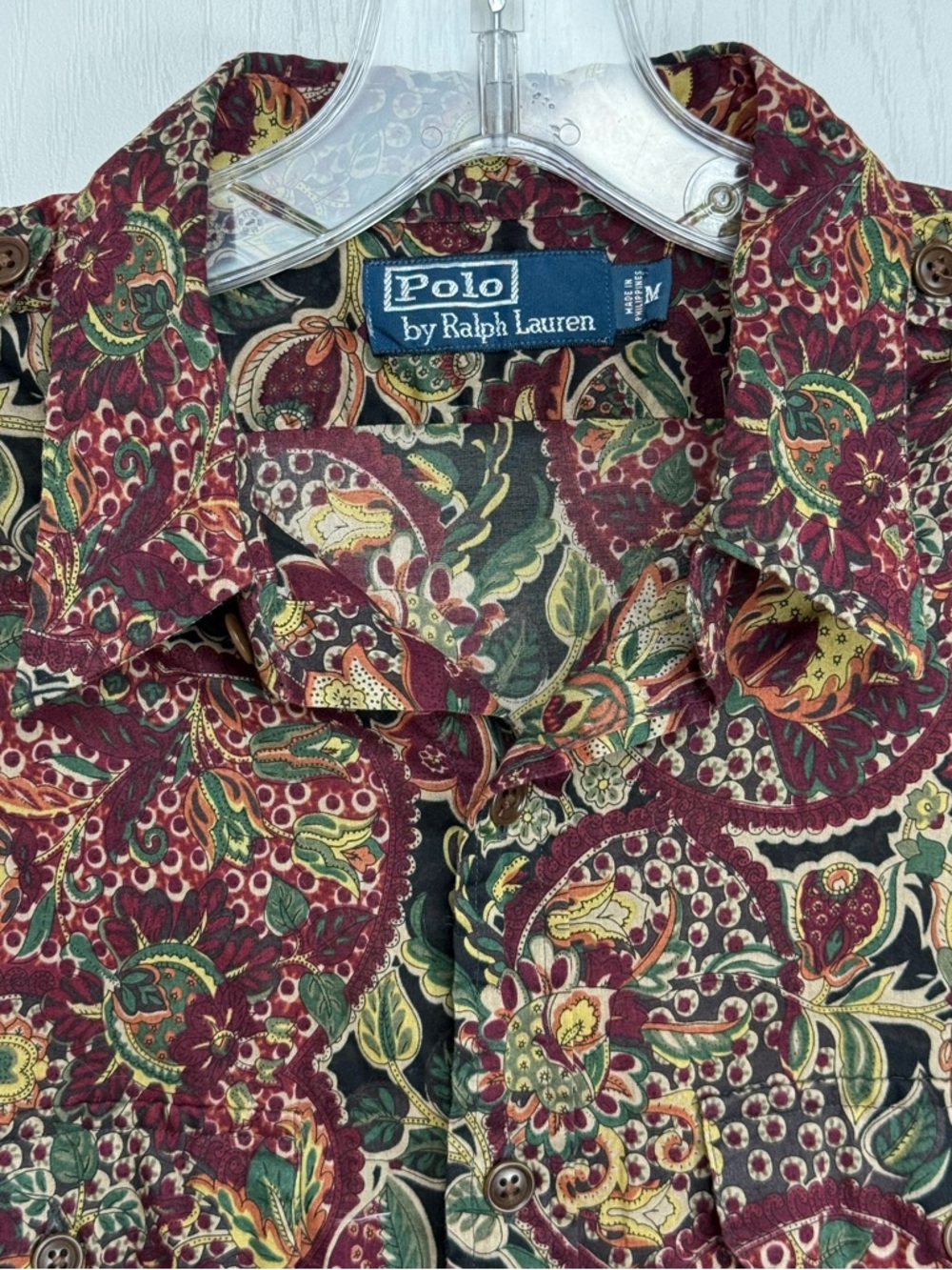 Vintage 90s Polo Ralph Lauren Floral Paisley Shirt Size Medium - Picture 5 of 8